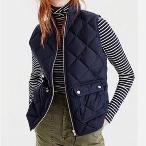 J.Crew SZ XS Navy Blue Excursion Quilted Puffer Down-filled Vest w/ Pockets
